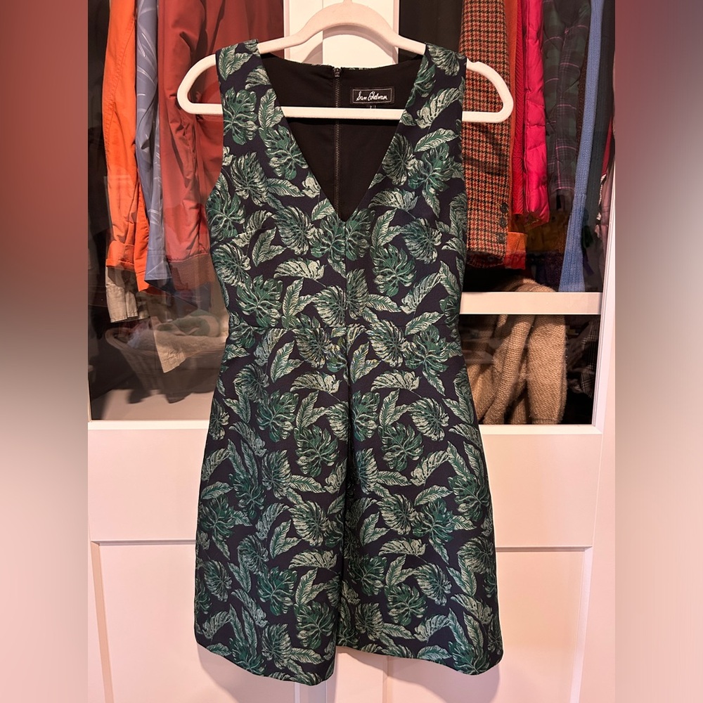 Sam Edelman Green Leaf Pattern Cocktail Dress